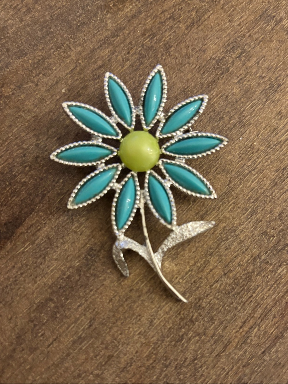 Sarah Coventry Turquoise and Lime Flower Brooch